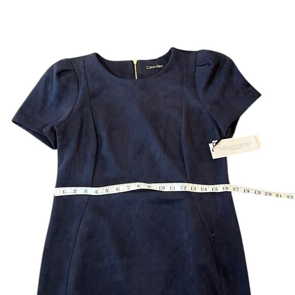 Calvin Klein Navy Short Sleeve Faux Suede Sheath Dress, Size 12, NWT - Picture 12 of 13
